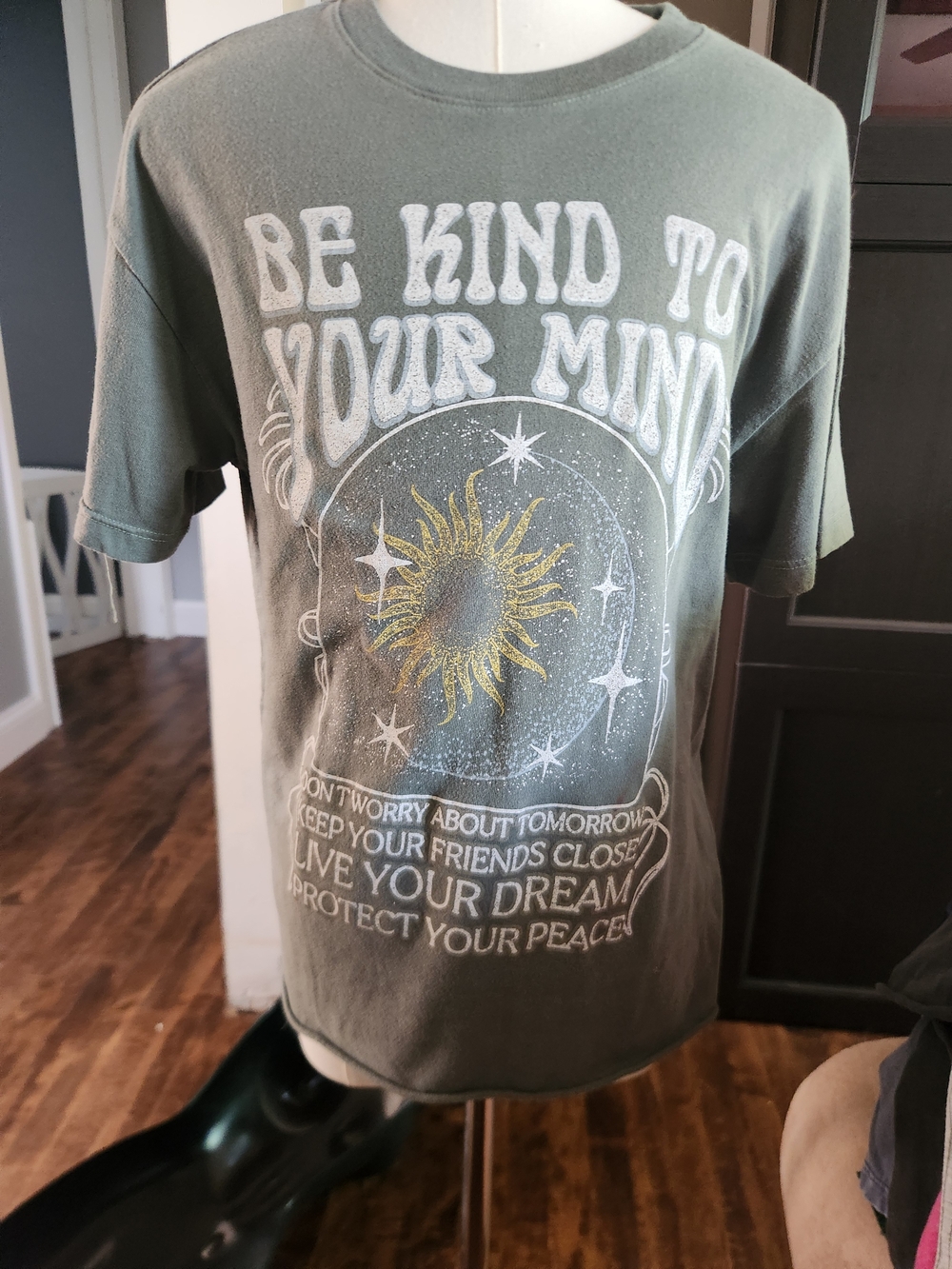 Awake Olive Green 'Be Kind To Your Mind' Graphic Tee